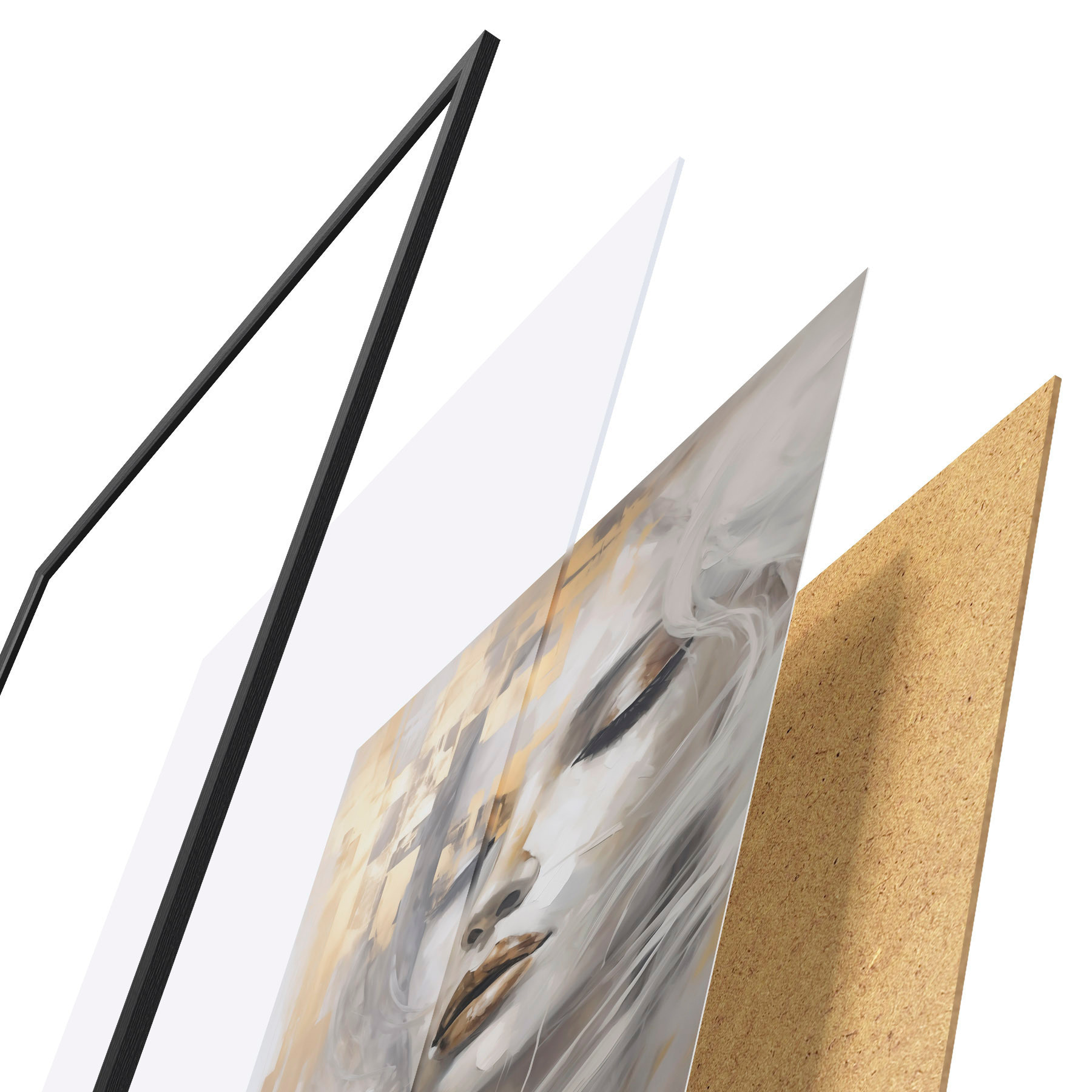 Poster Abstract portret van een jonge vrouw, geïnspireerd op een schilderij f51130