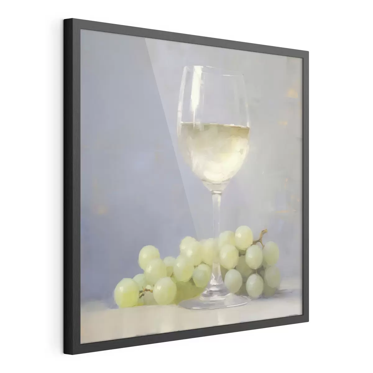 Poster Een glas wijn en druiven, een imitatie van een schilderij f51136