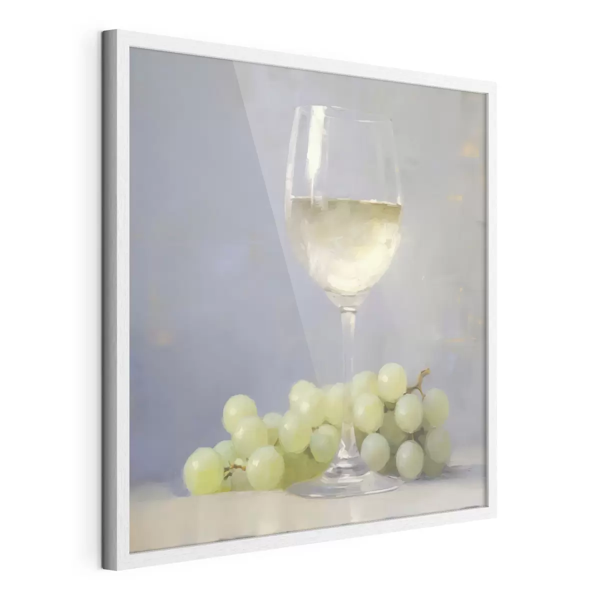 Poster Een glas wijn en druiven, een imitatie van een schilderij f51136