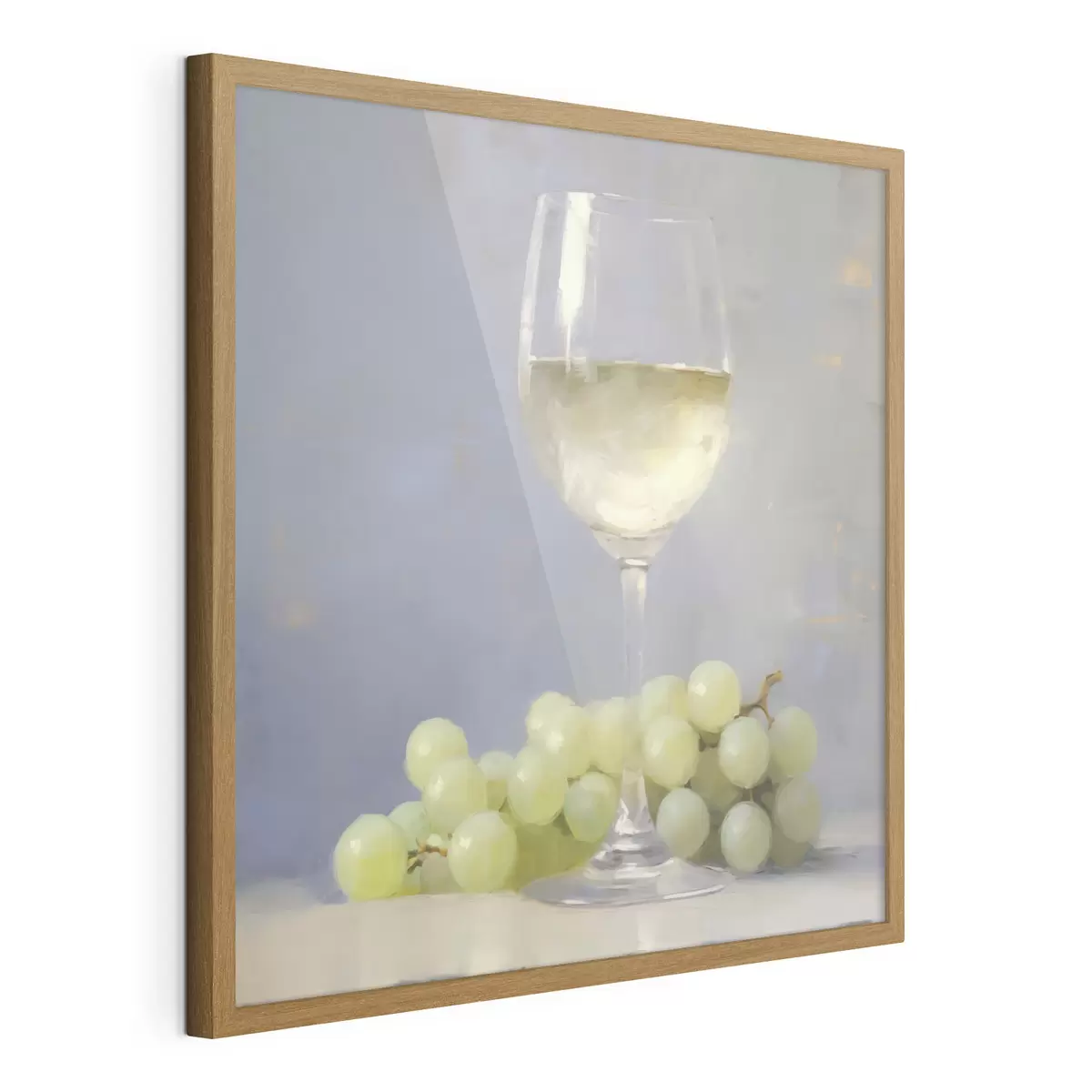 Poster Een glas wijn en druiven, een imitatie van een schilderij f51136