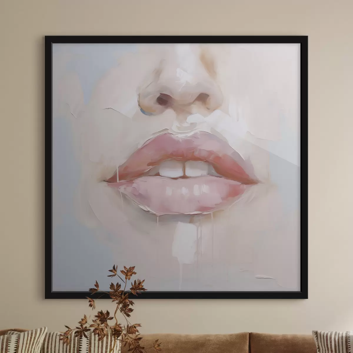 Poster Lippen, imitatie van een schilderij f51138