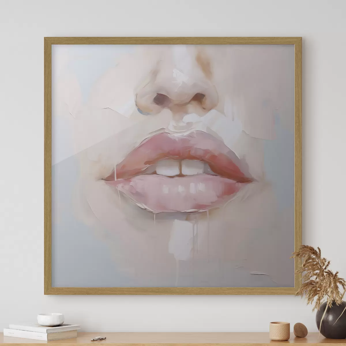 Poster Lippen, imitatie van een schilderij f51138