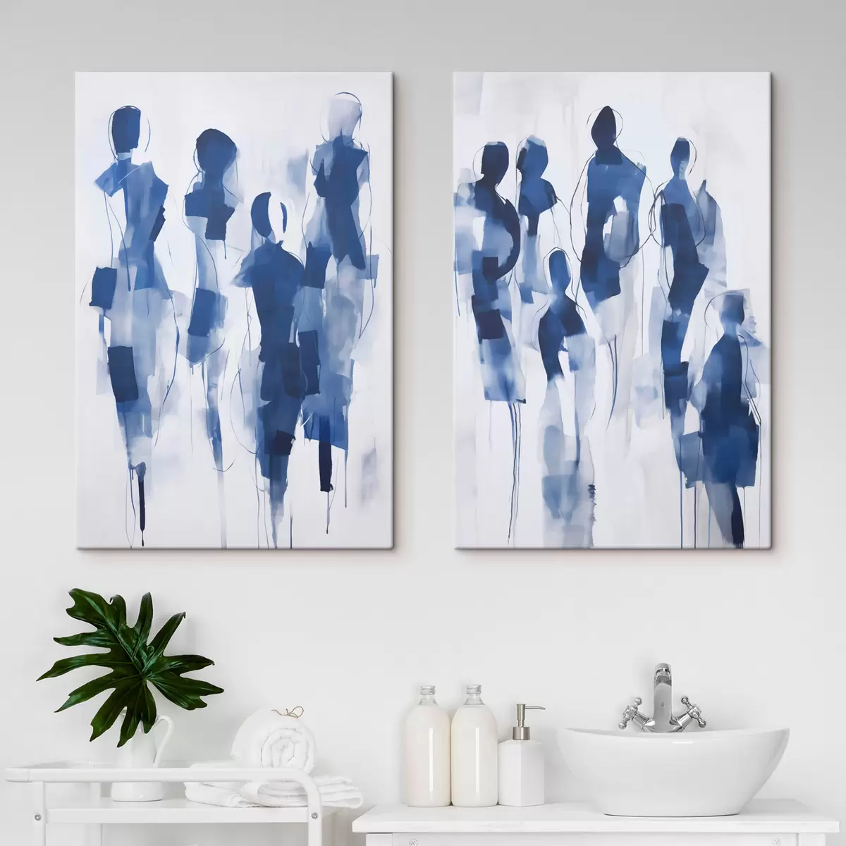  Schilderijen Abstracte silhouetten, schilderijimitatie m31097