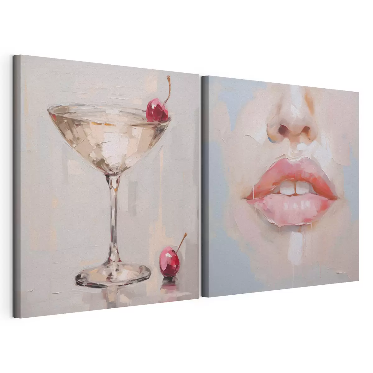  Schilderijen Lippen en een cocktail, een imitatie van een schilderij m31100