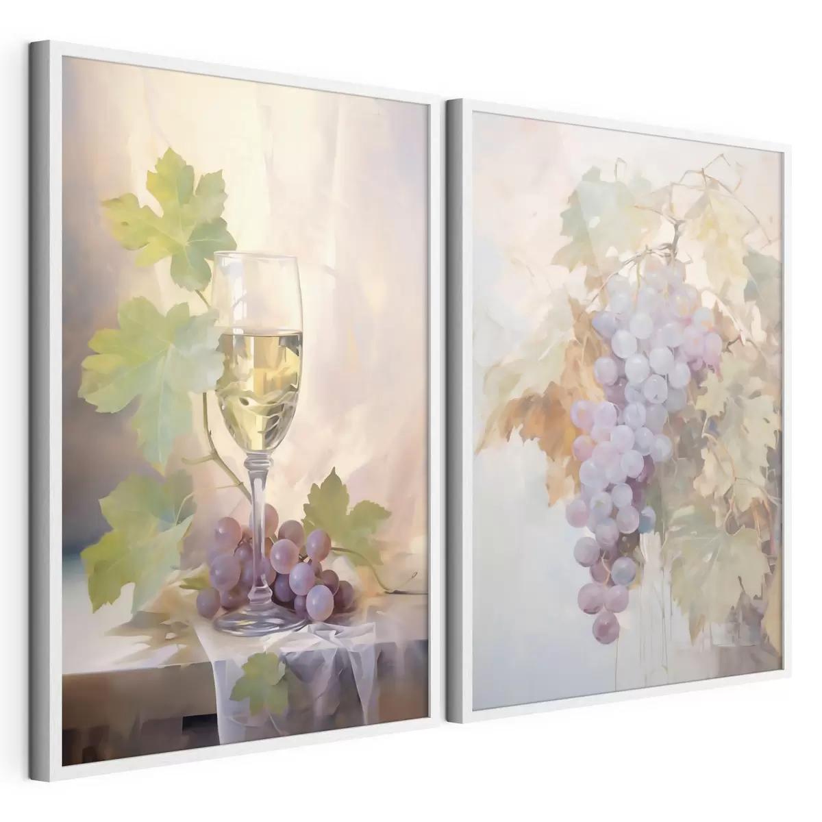 Poster Een glas wijn en druiven, reproductie van een schilderij d31093