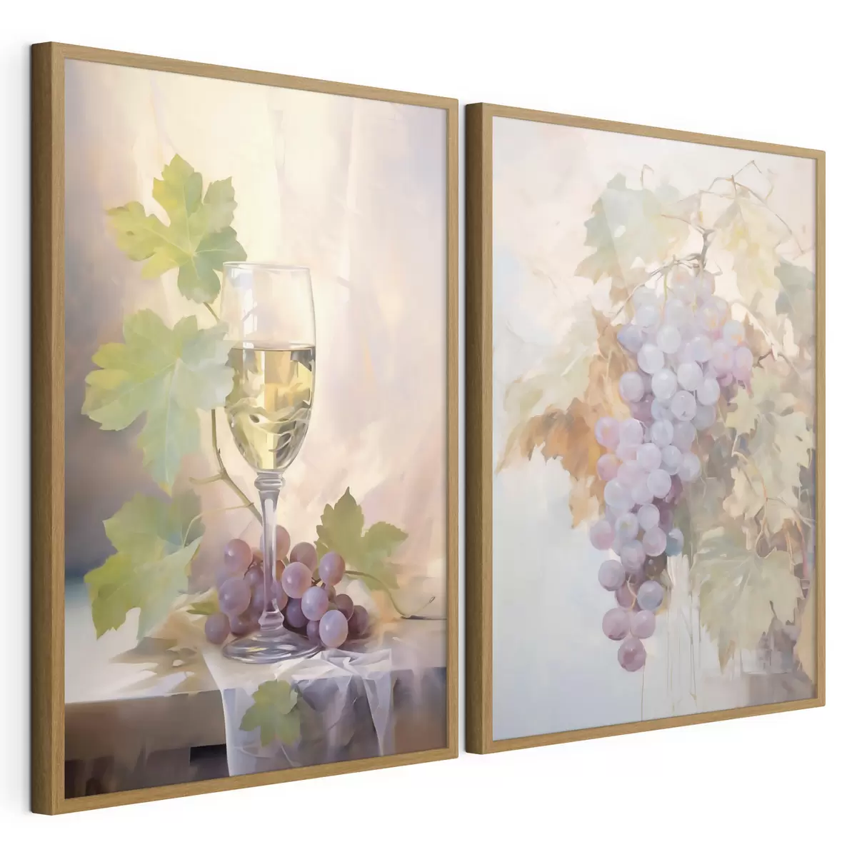 Poster Een glas wijn en druiven, reproductie van een schilderij d31093