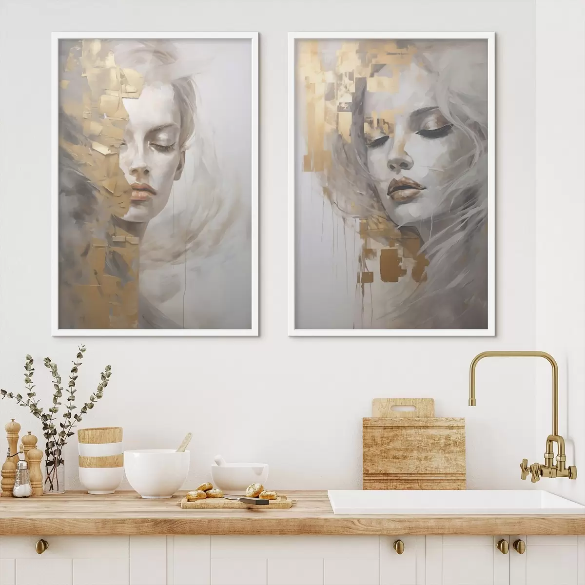 Poster Abstract portret, imitatie van een schilderij d31096
