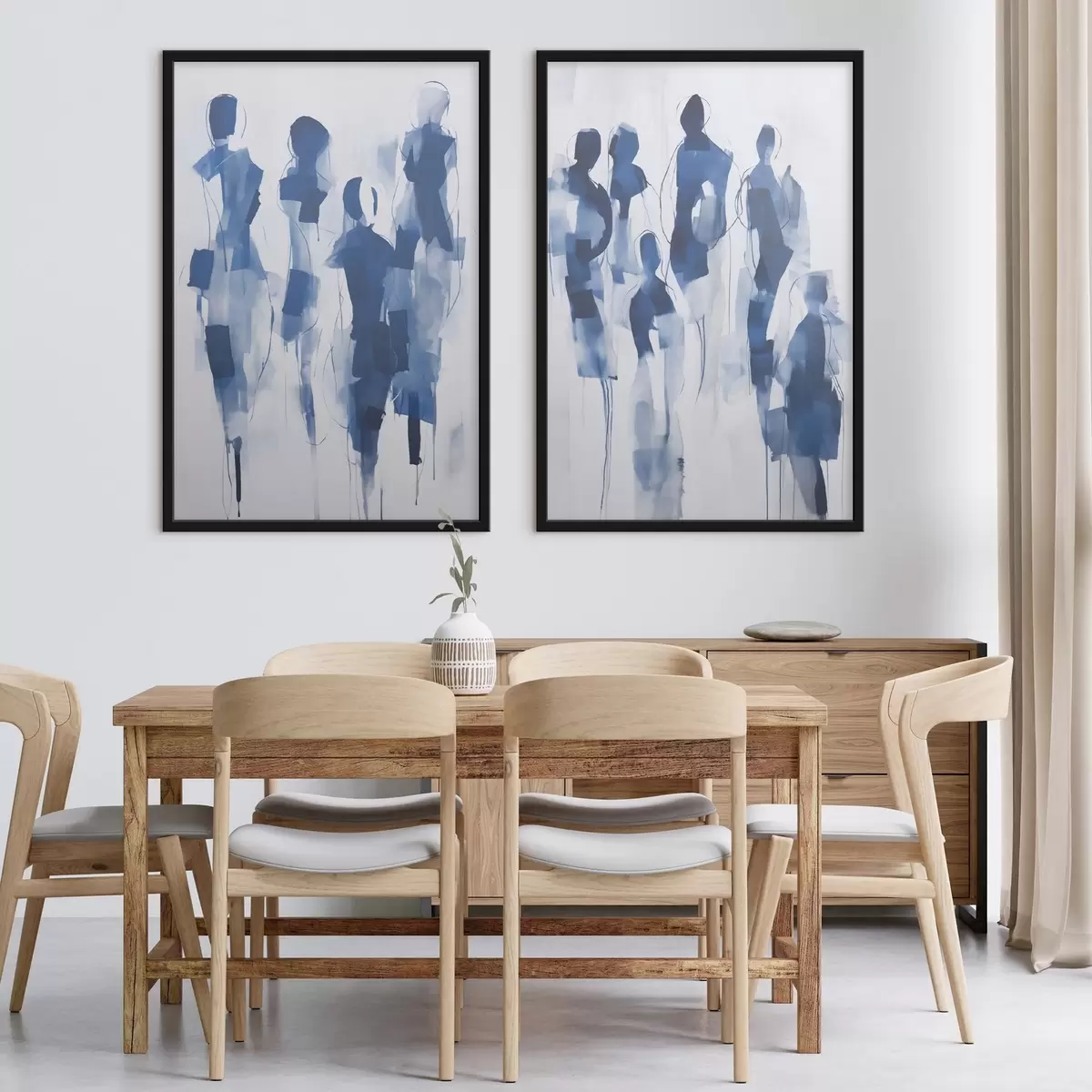 Poster Abstracte silhouetten, schilderijimitatie d31097