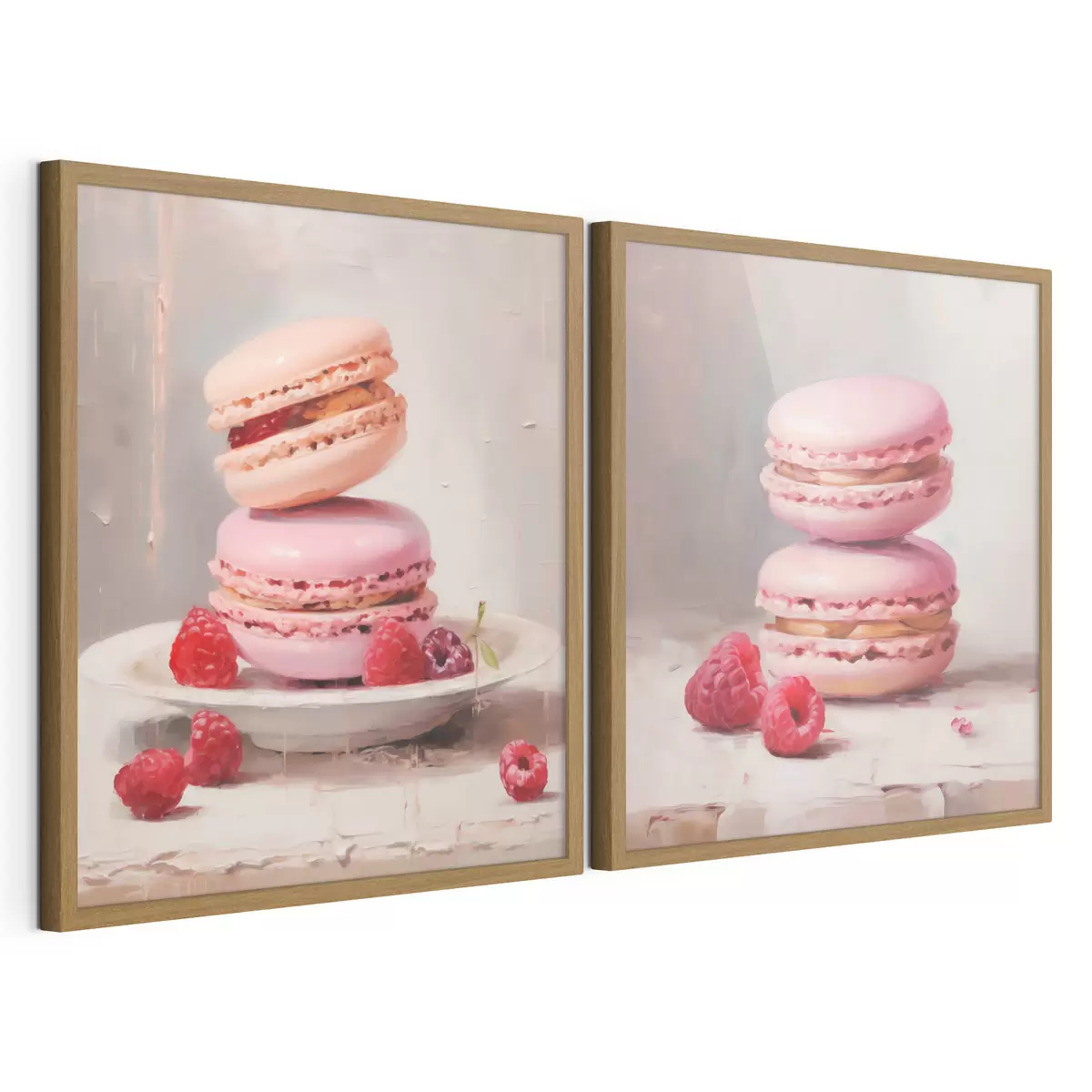 Poster Macarons en frambozen, naar een schilderij d31103