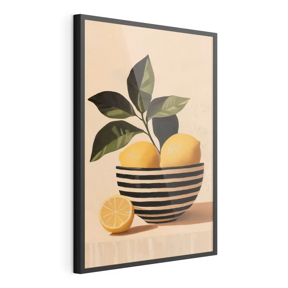 Poster Citroenen in een gestreepte schaal f51046