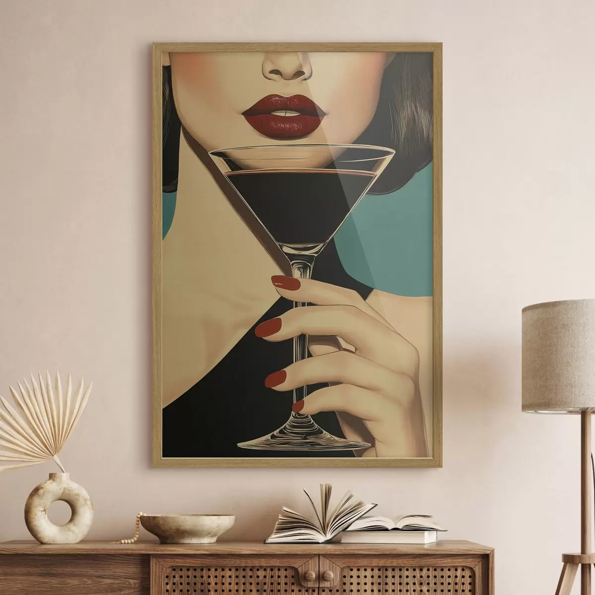Poster Een meisje met een glas f51052