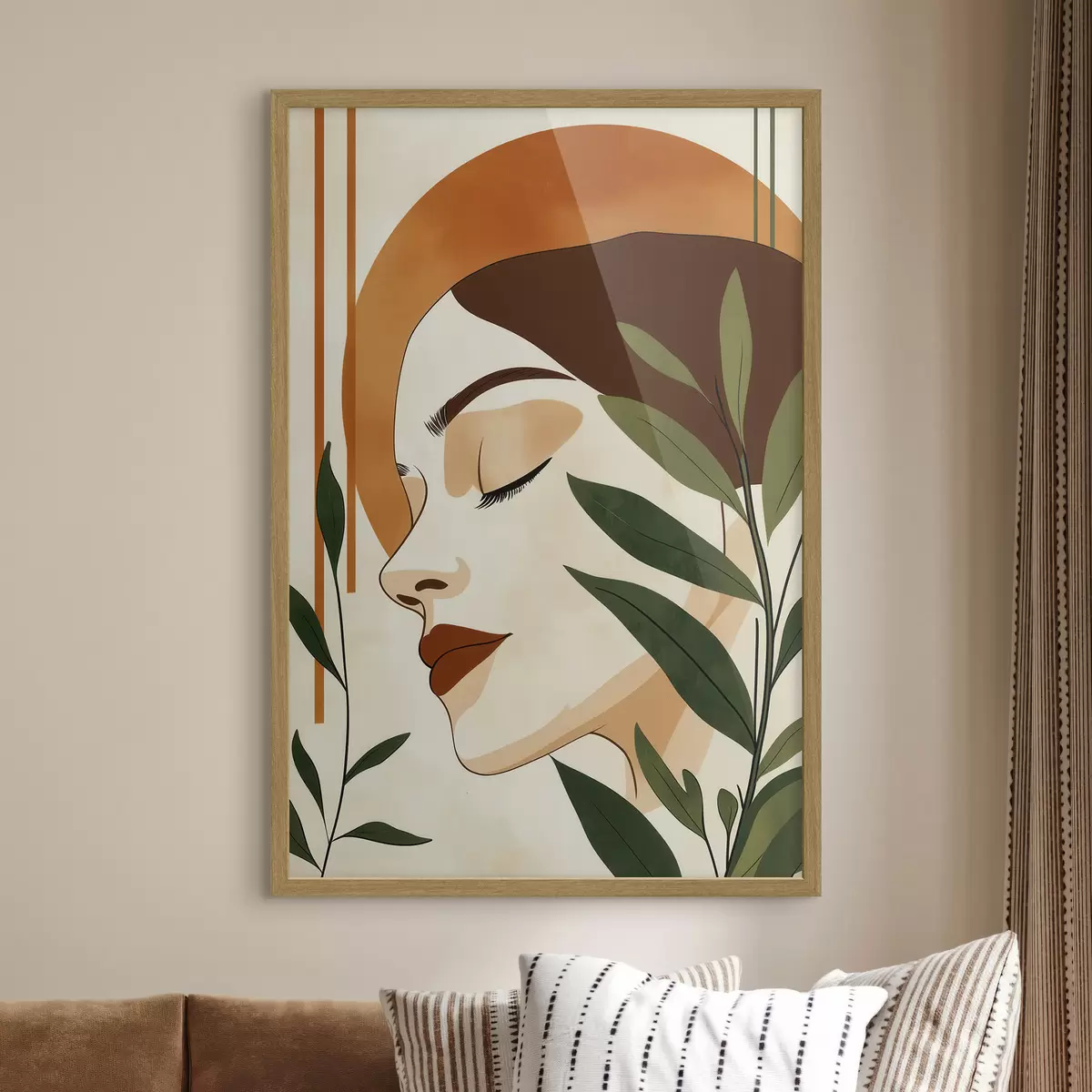 Poster Een abstract beeld van een meisje met bladeren f51053