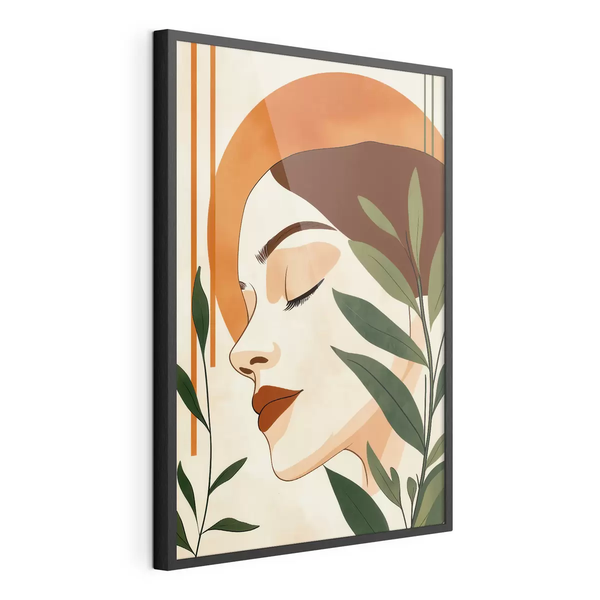 Poster Een abstract beeld van een meisje met bladeren f51053
