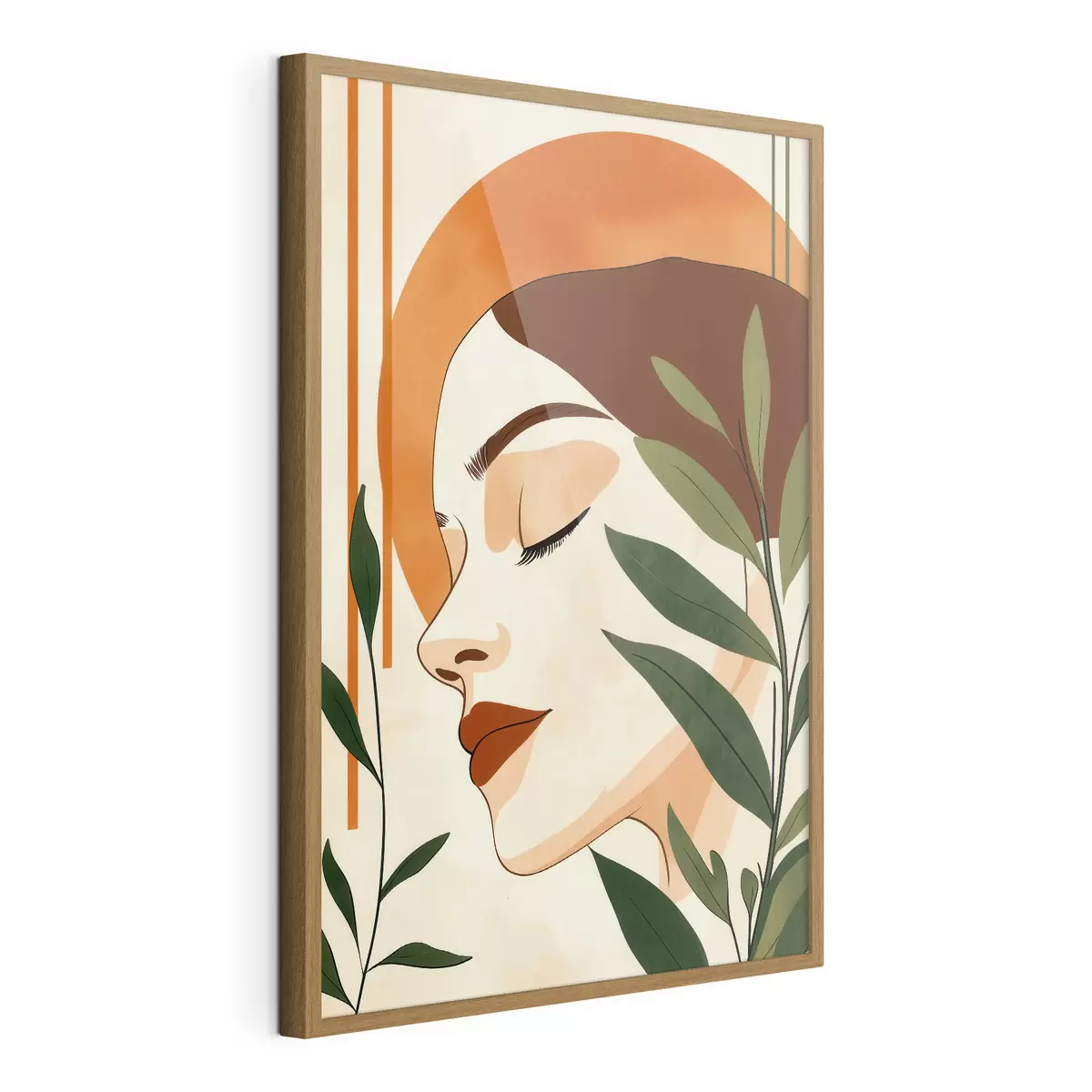 Poster Een abstract beeld van een meisje met bladeren f51053