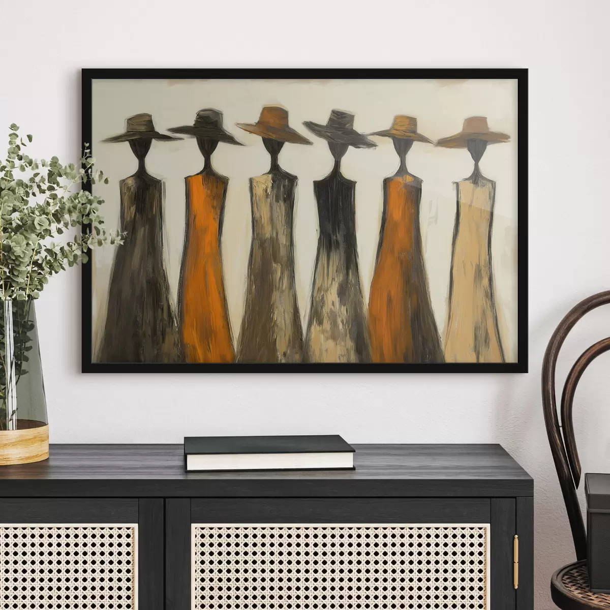 Poster Silhouetten met hoeden f51064
