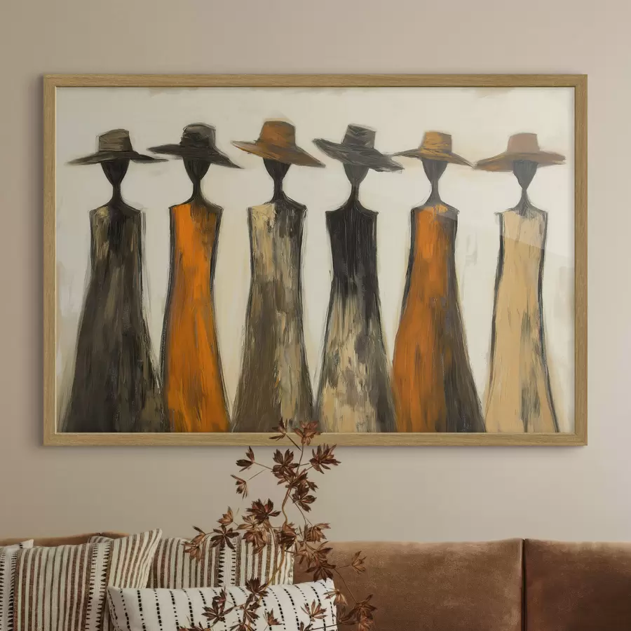 Fotobehang Silhouetten met hoeden f51064