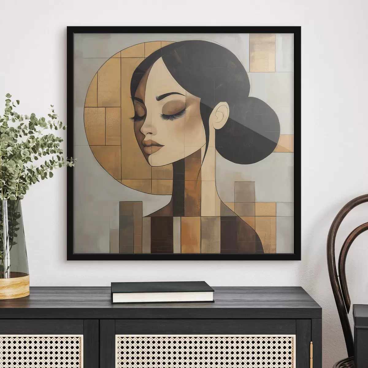 Poster Abstract gezicht van een meisje f51069