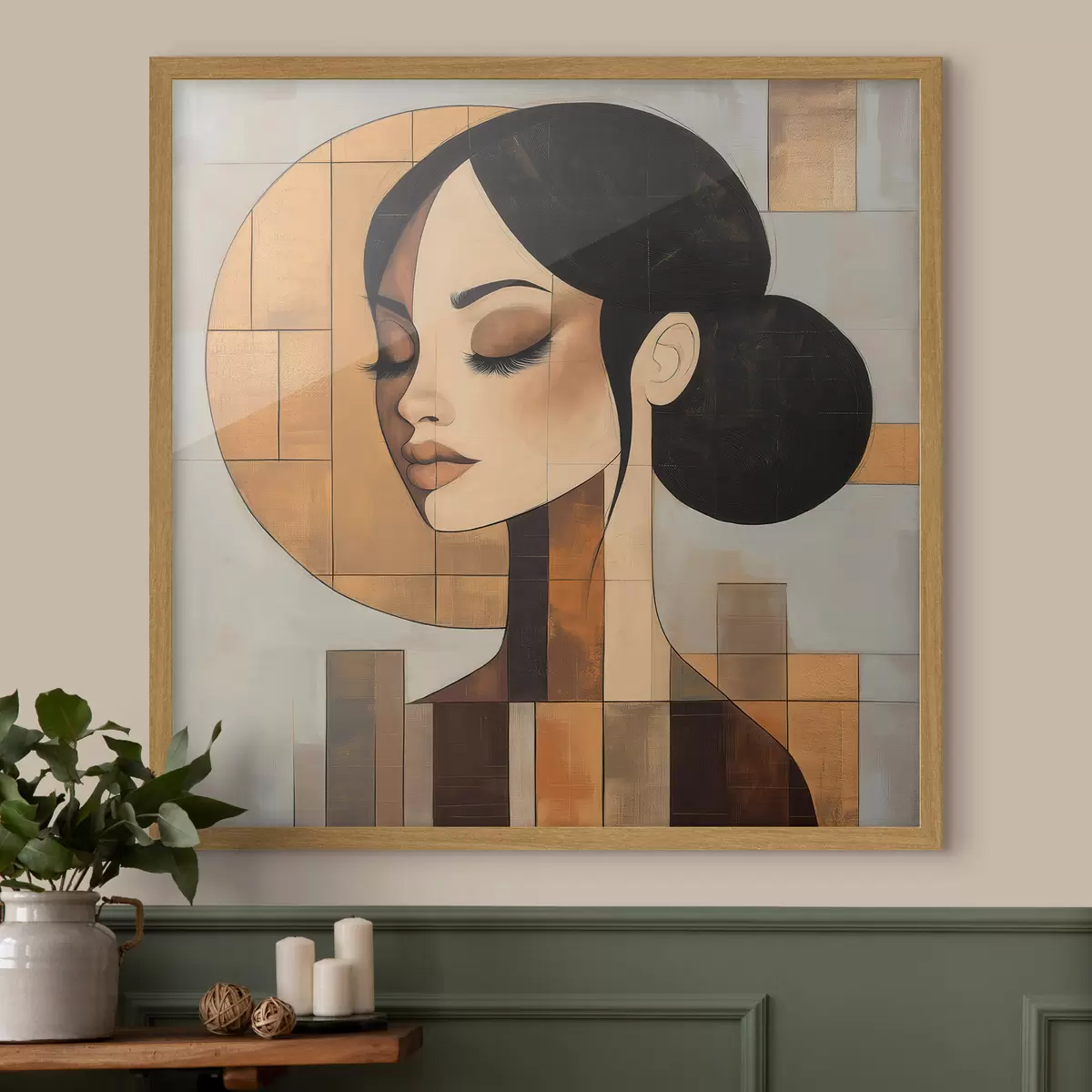 Poster Abstract gezicht van een meisje f51069