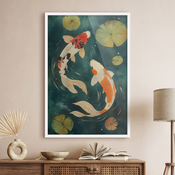 Poster Oosterse Koi, Posters met insecten en dieren, f51076wh : Uwalls
