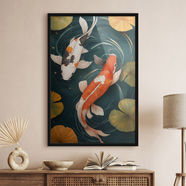 Poster Oosterse Koi, Posters met insecten en dieren, f51077bk : Uwalls