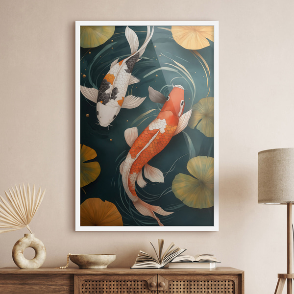 Poster Oosterse Koi, Posters met insecten en dieren, f51077wh : Uwalls
