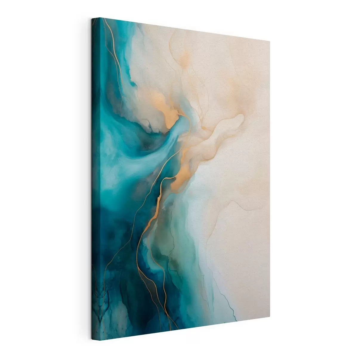  Schilderijen Golven van azuurblauw en zandkleurig marmer s51082
