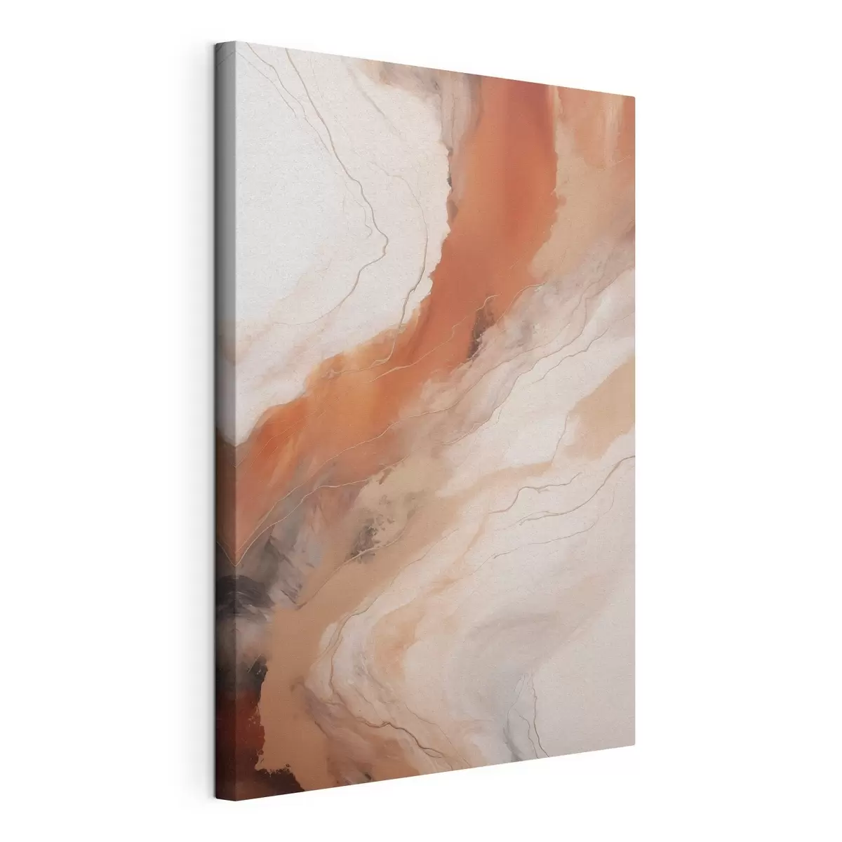  Schilderijen Warme terracotta-kleurige golven in de vloeiende kunst s51085