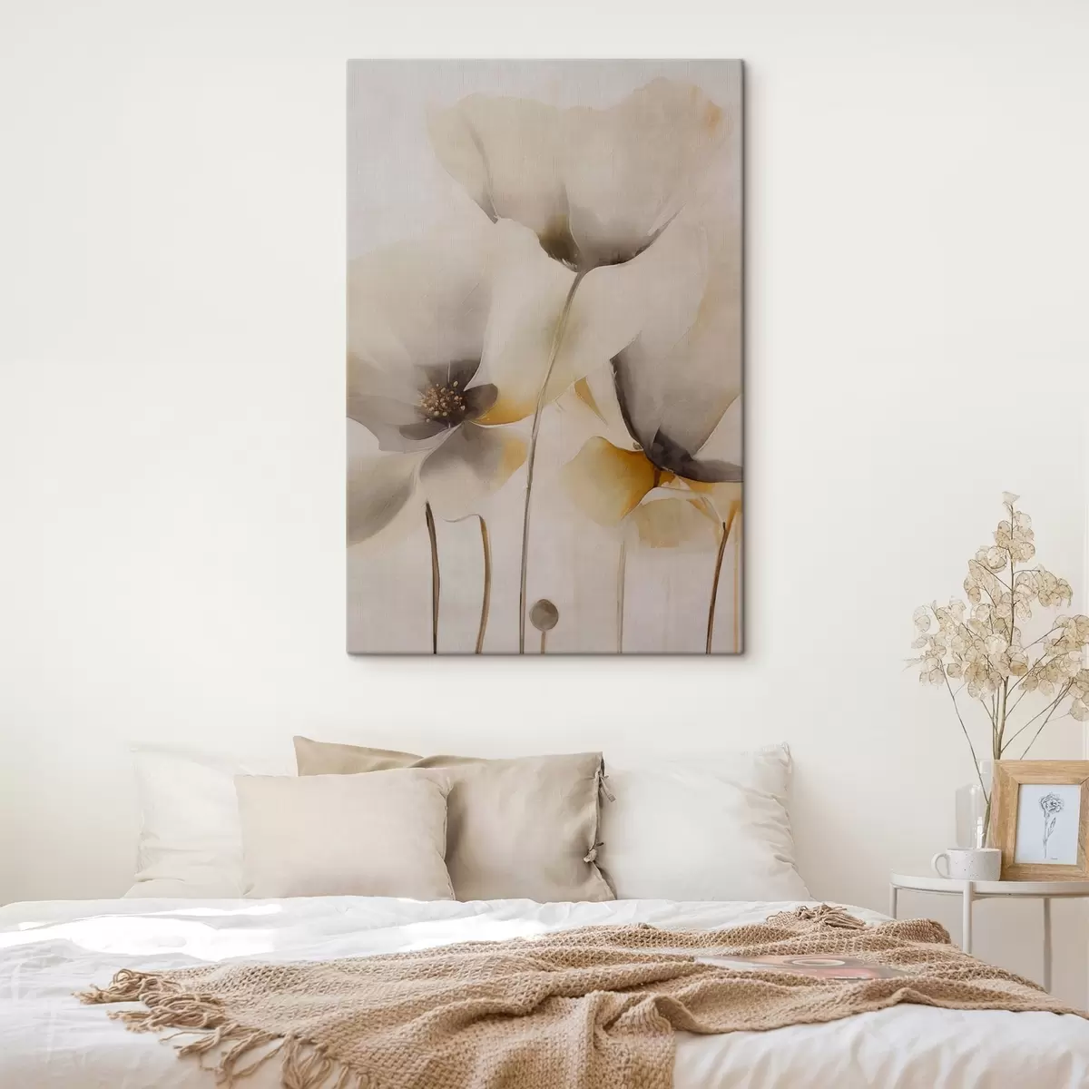  Schilderijen Luchtige papavers in een beige kleurenpalet s51090