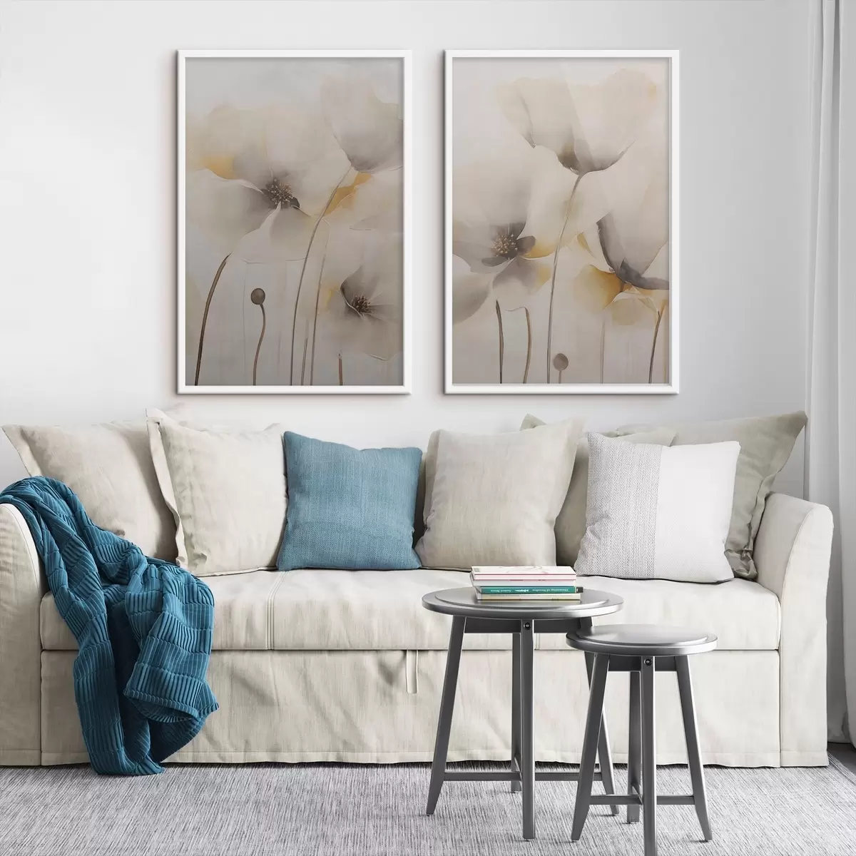Poster Luchtige papavers in pasteltinten d31090