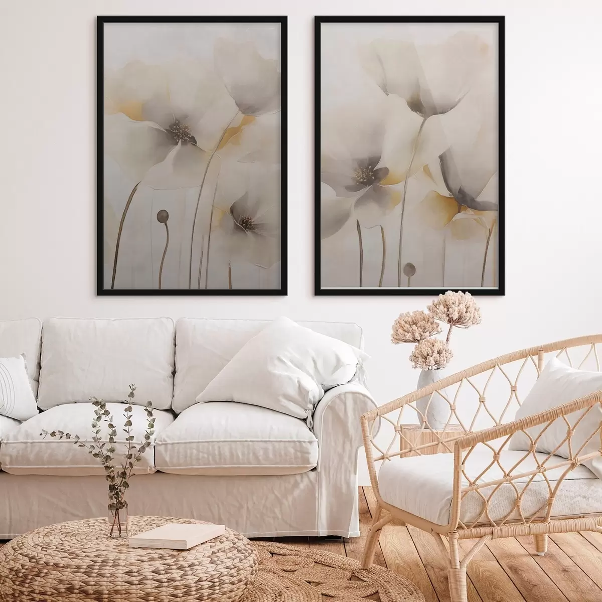 Poster Luchtige papavers in pasteltinten d31090