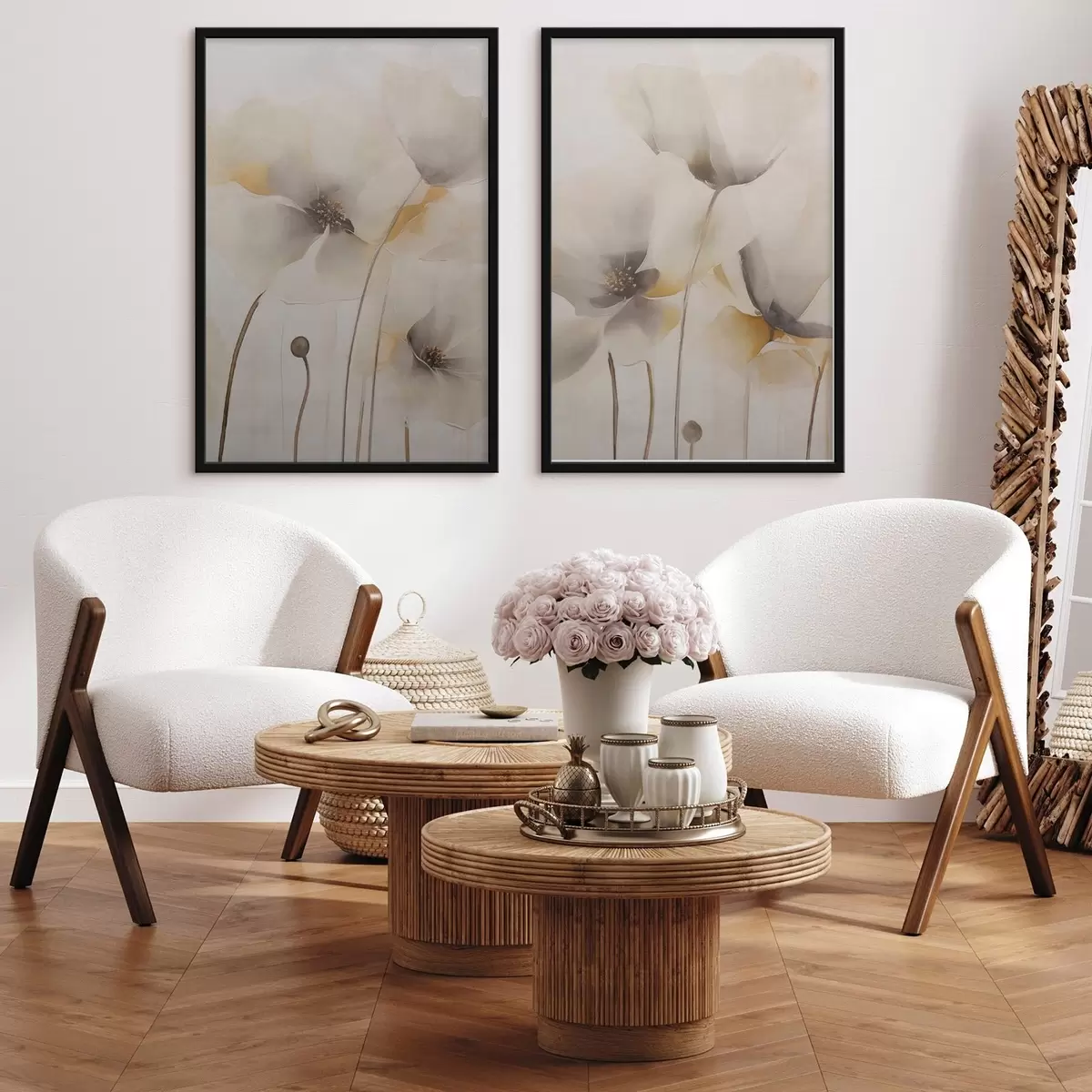 Poster Luchtige papavers in pasteltinten d31090