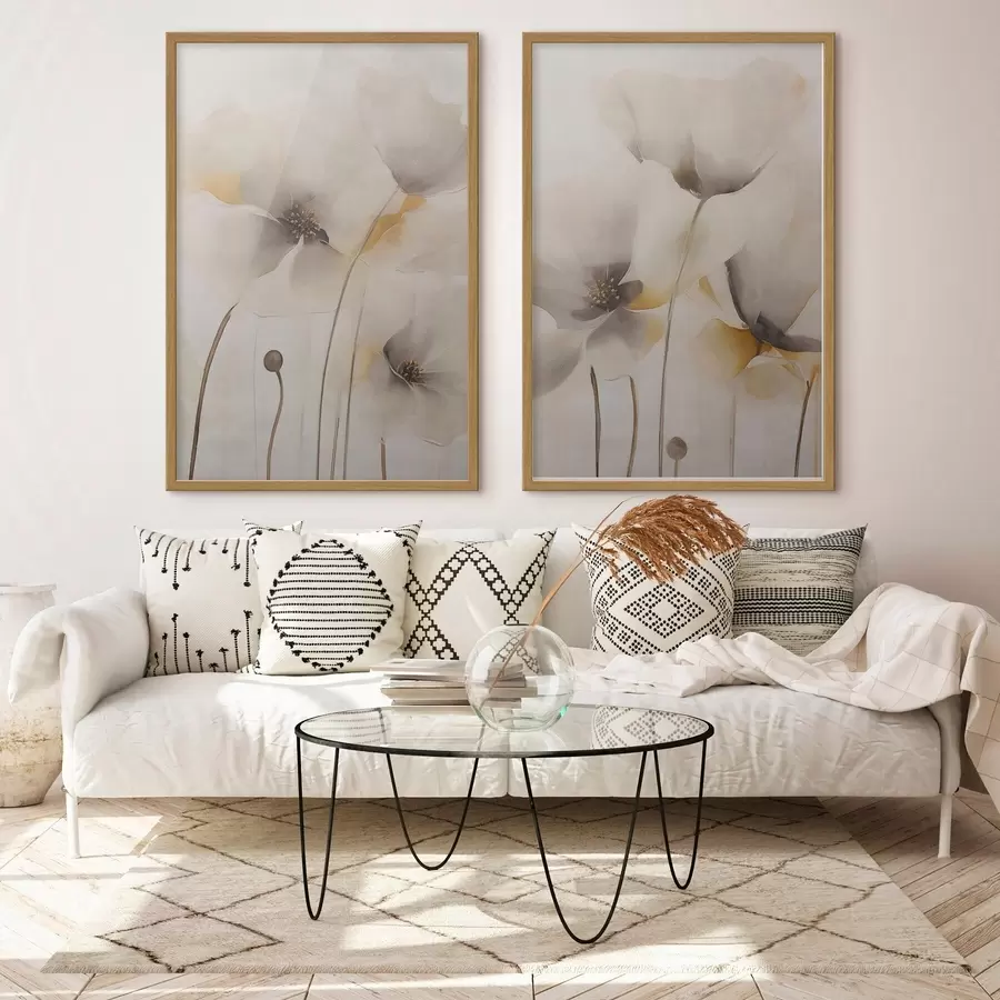 Fotobehang Luchtige papavers in pasteltinten d31090