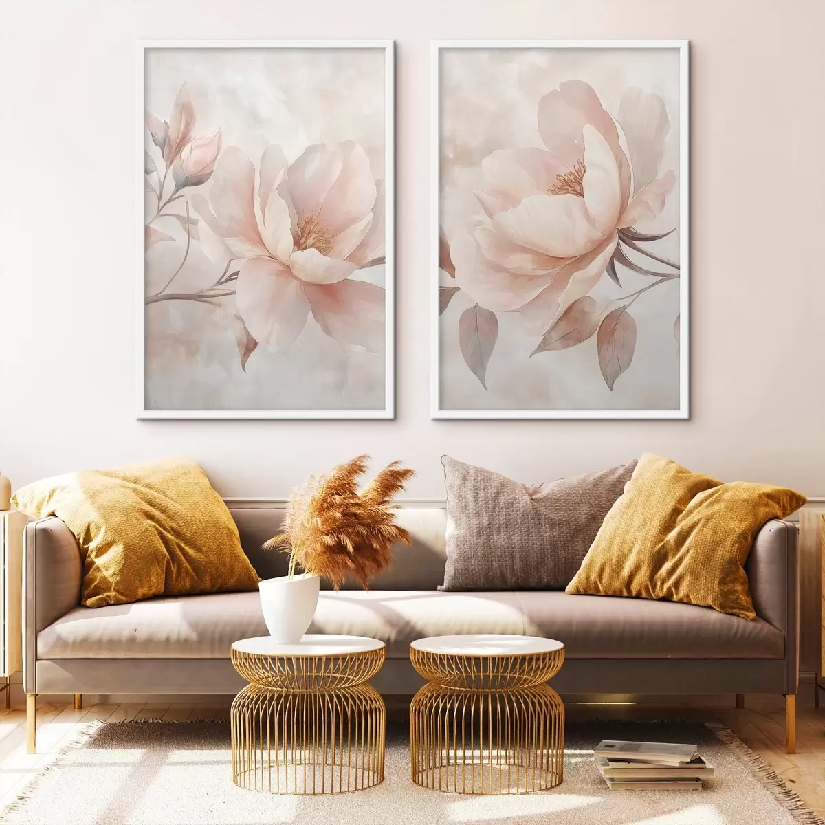 Poster Pioenrozen in poeder- en aquarelverf d31091