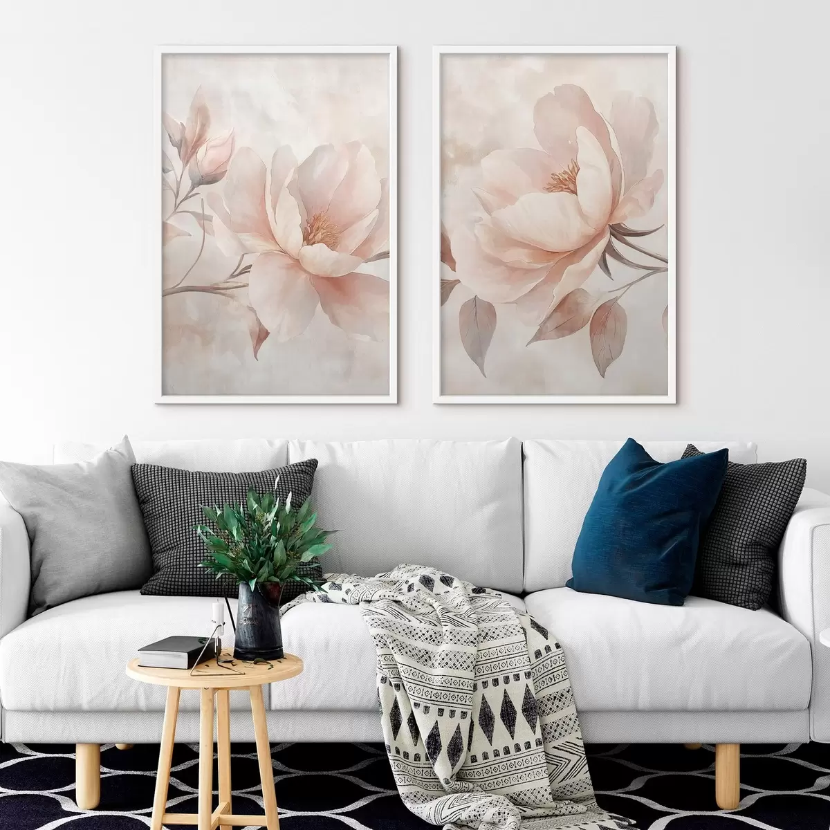 Poster Pioenrozen in poeder- en aquarelverf d31091