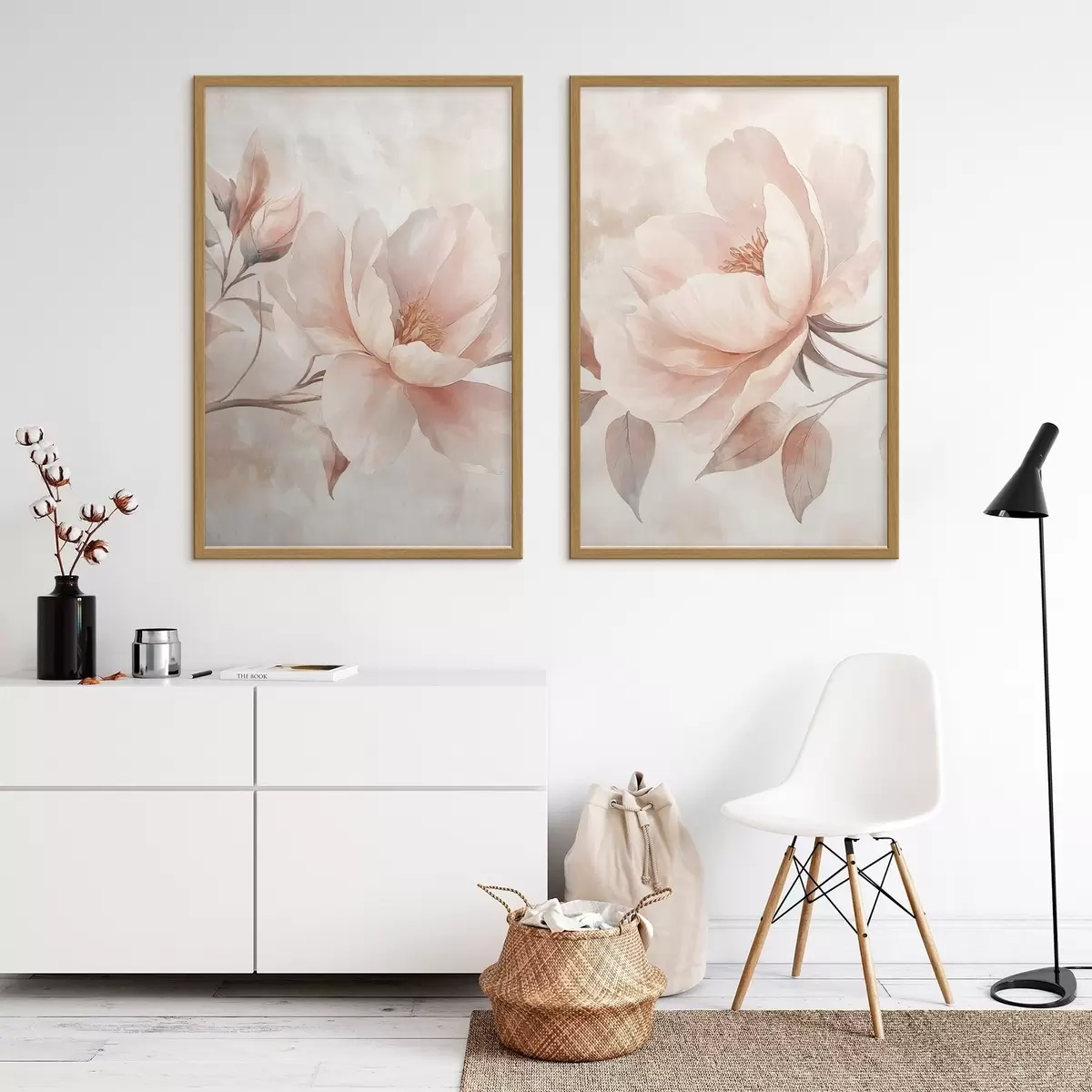 Poster Pioenrozen in poeder- en aquarelverf d31091