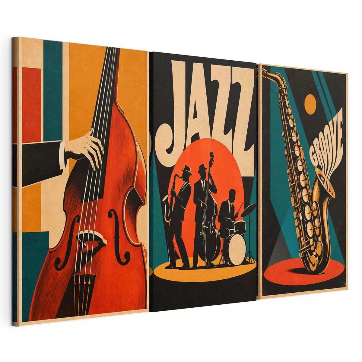  Schilderijen Jazzmuzikanten die optreden in levendige kleuren m31114
