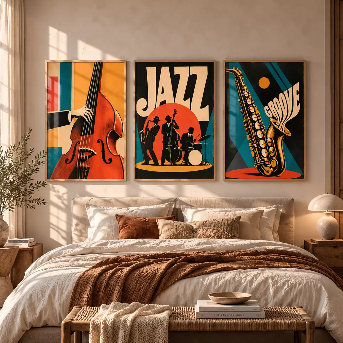 Poster Vintage muziekthema's in levendige kleuren d31115