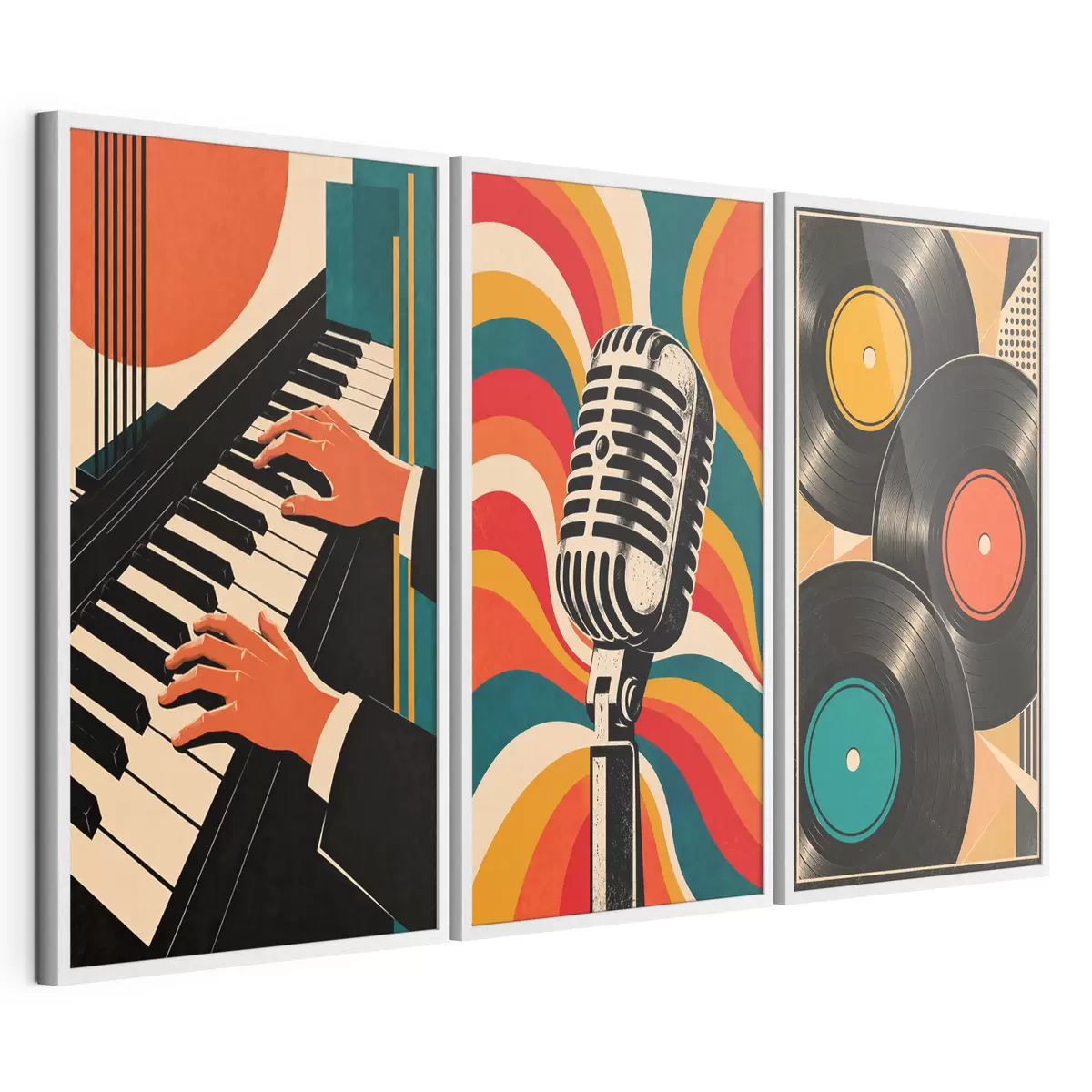 Poster Vintage muziekthema's in levendige kleuren d31115