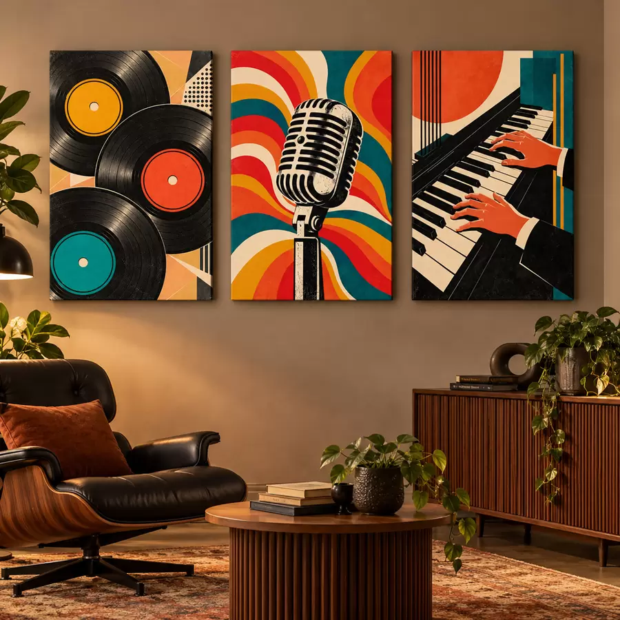  Schilderijen Muzikale elementen in levendige kleuren m31115