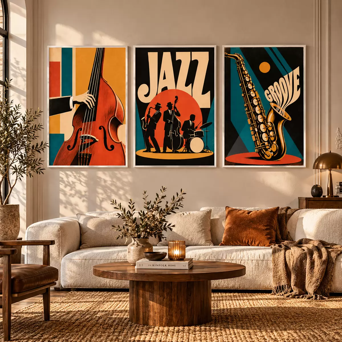 Poster Jazzmuzikanten in levendige kleuren d31114