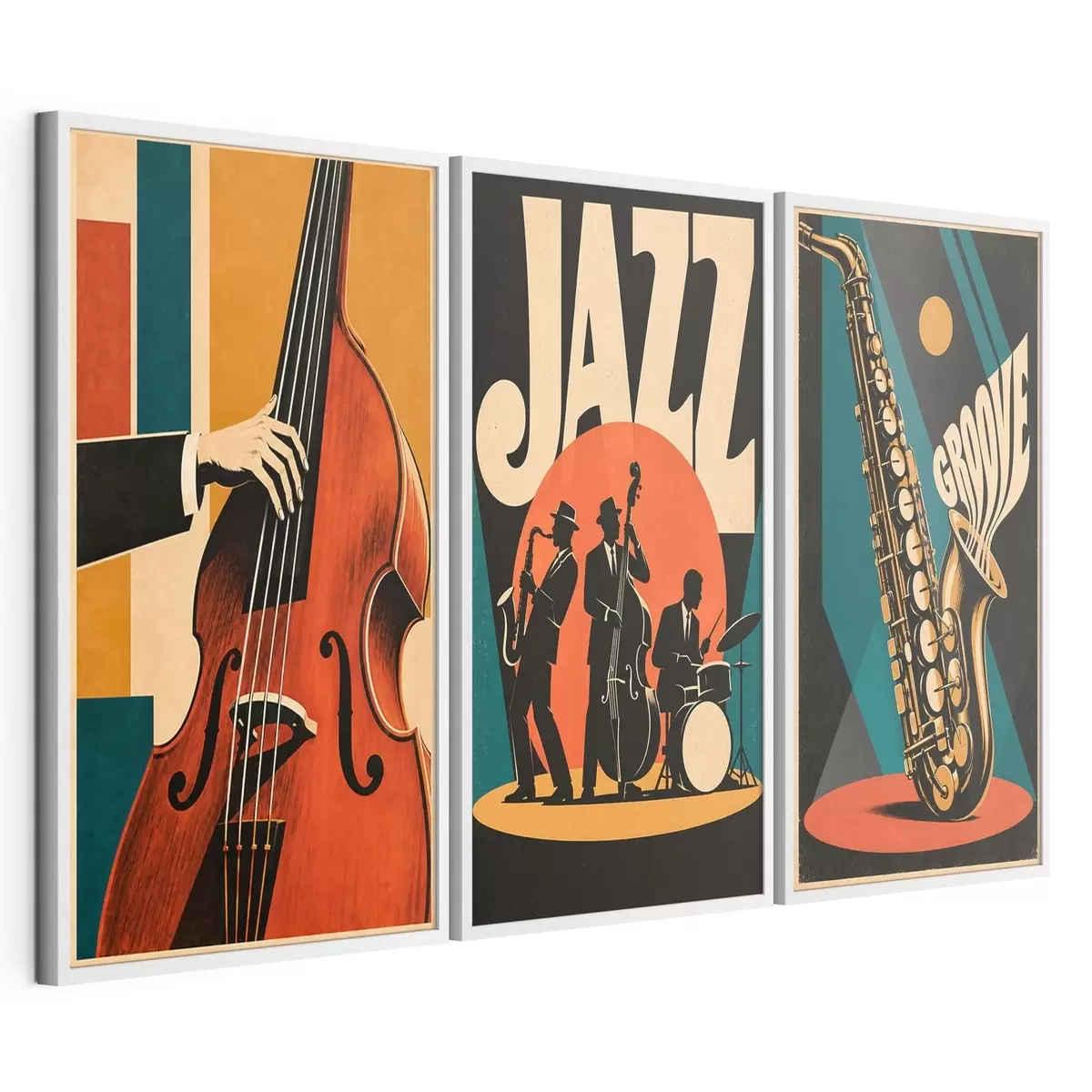 Poster Jazzmuzikanten in levendige kleuren d31114