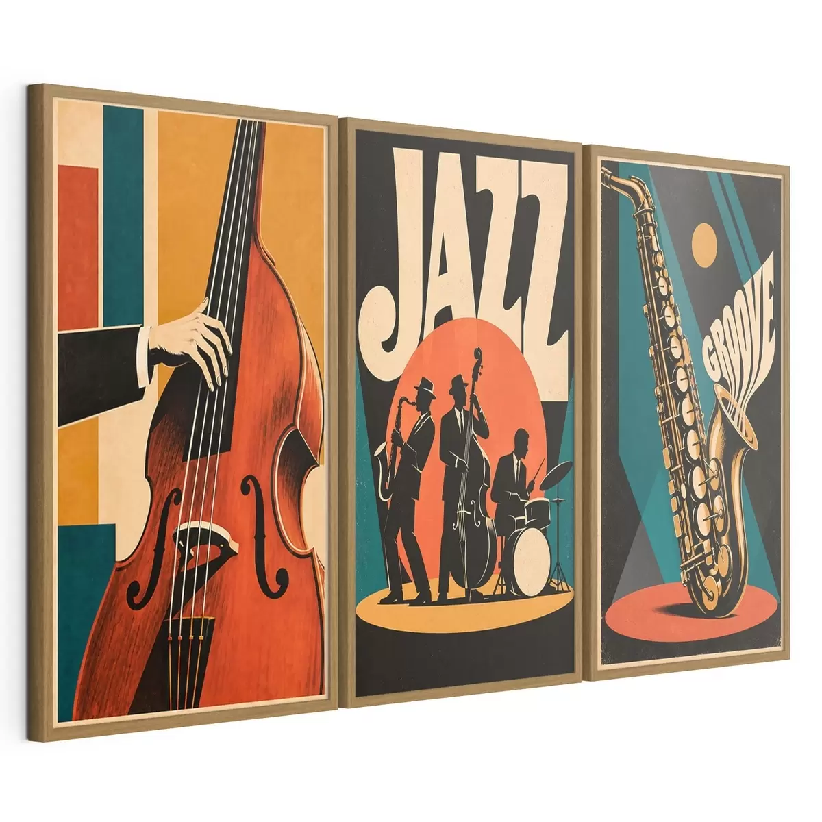 Poster Jazzmuzikanten in levendige kleuren d31114