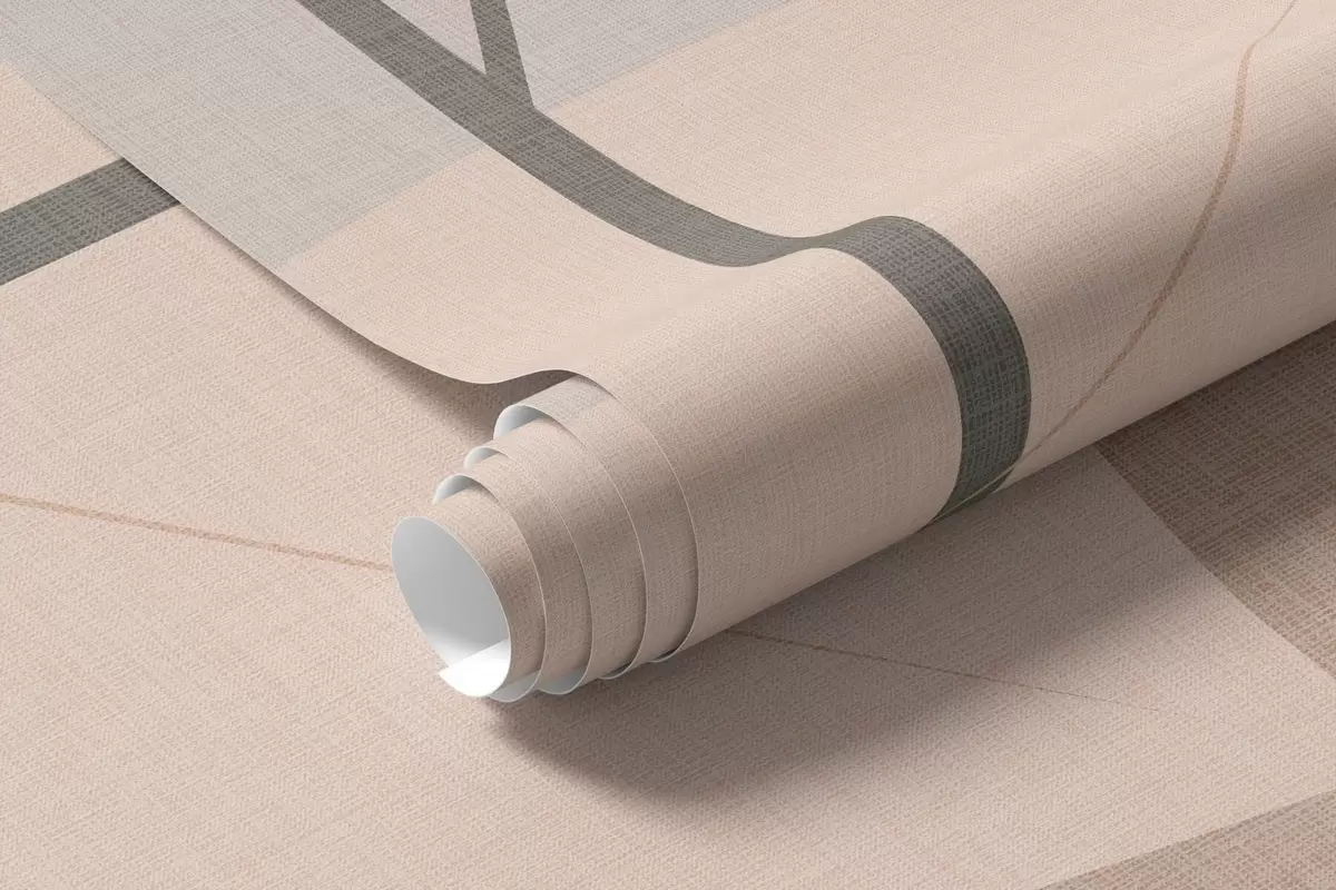 Fotobehang een abstract ontwerp met bladeren in een mat geweven patroon, in tinten beige, terracotta en perzik w05986