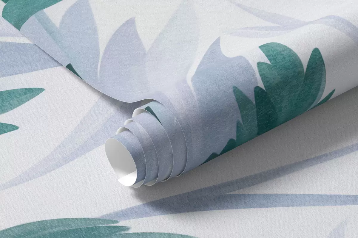 Fotobehang Hoge wilde grassen en wilde bloemen in gedempte blauwtinten, minimalistische stijl w10084v2