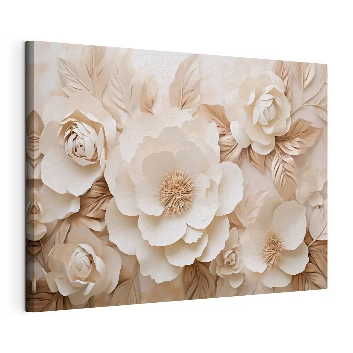  Schilderijen 3D-gipsreliëf met witte bloemen s51096