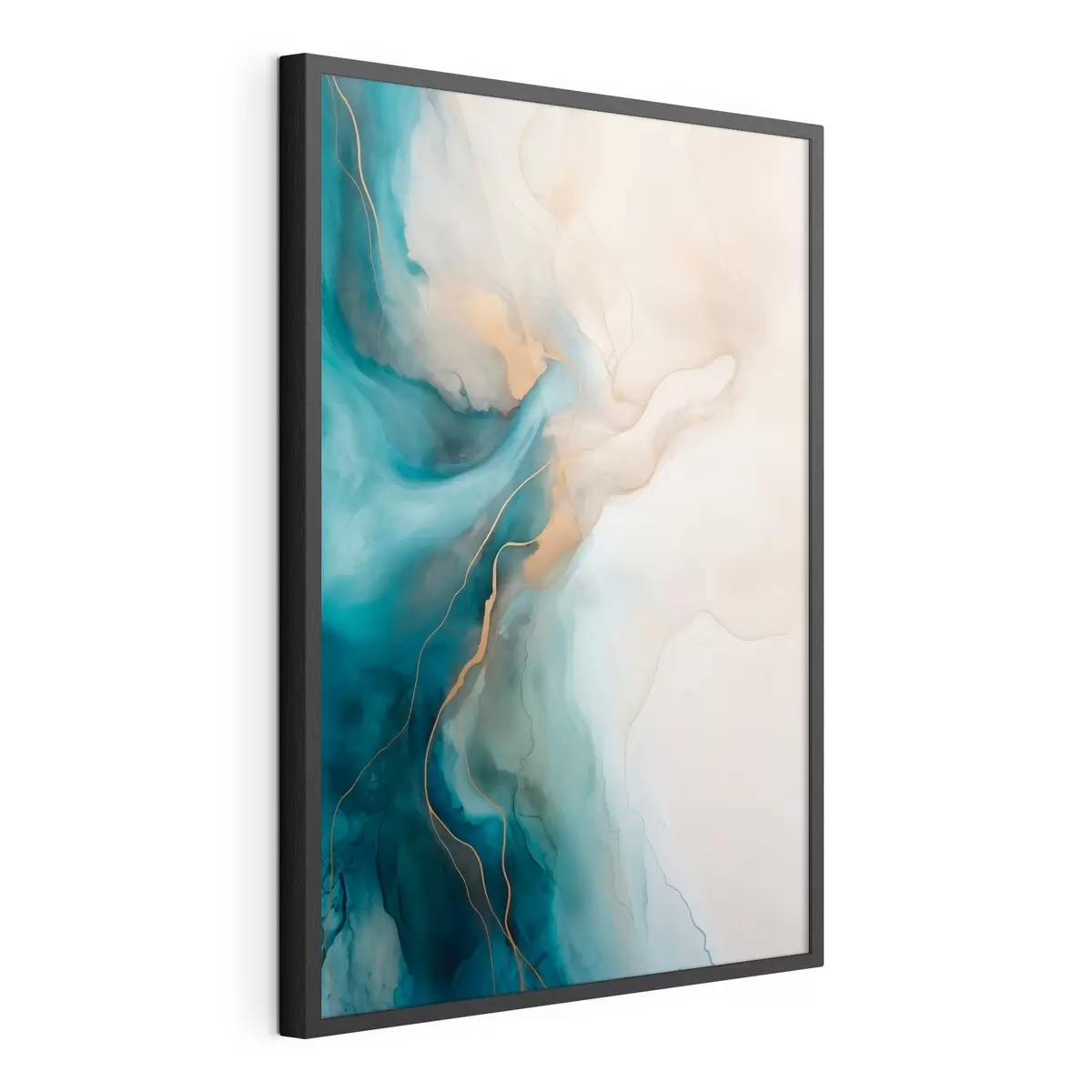 Poster Golven van azuurblauw en zandkleurig marmer f51082