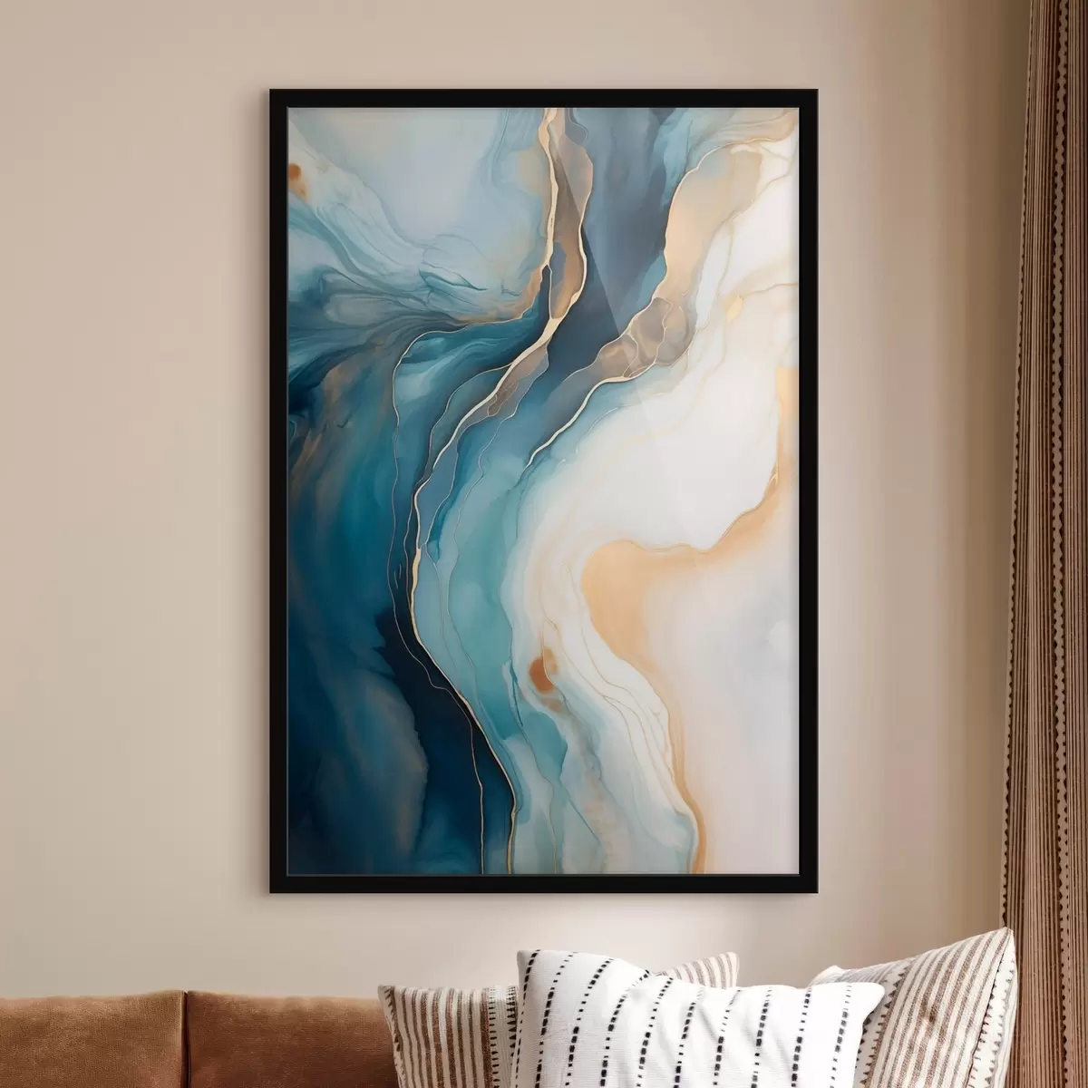 Poster Smaragdgroen marmer met amberkleurige aders f51083