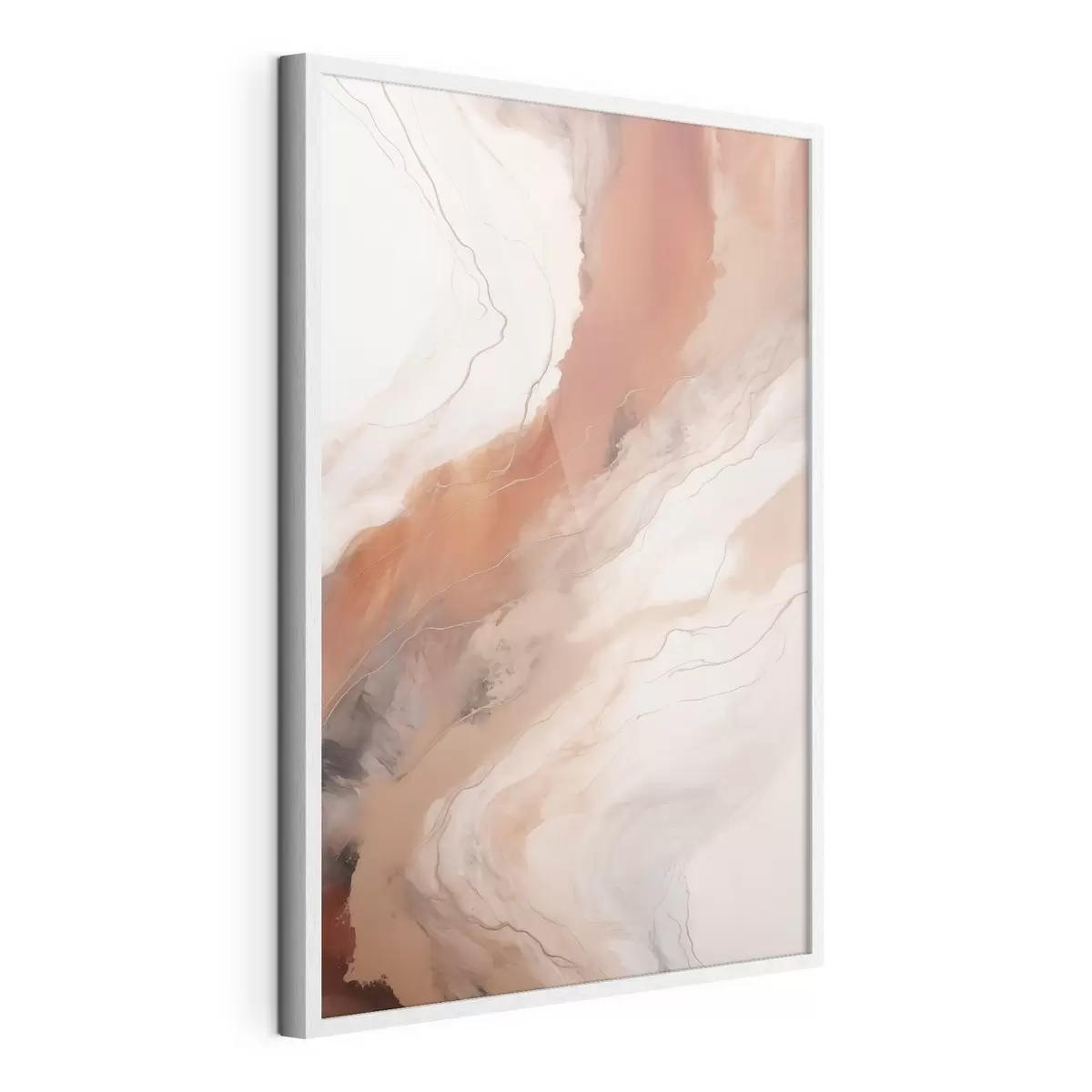 Poster Warme terracotta-kleurige golven in de vloeiende kunst f51085