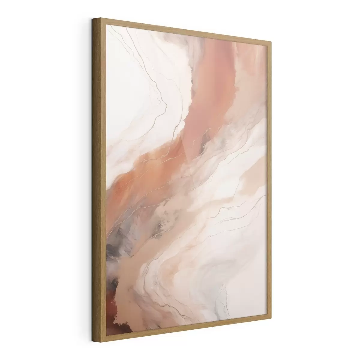 Poster Warme terracotta-kleurige golven in de vloeiende kunst f51085