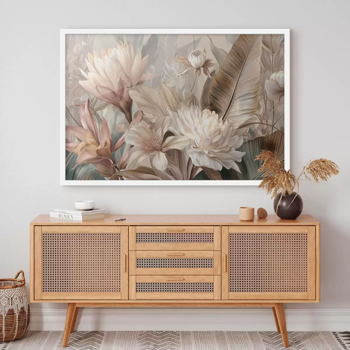 Poster Exotisch boeket in pasteltinten f51095